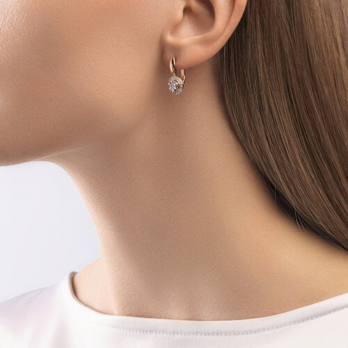 Cercei din Aur Roz 14K cu Diamante  - 2