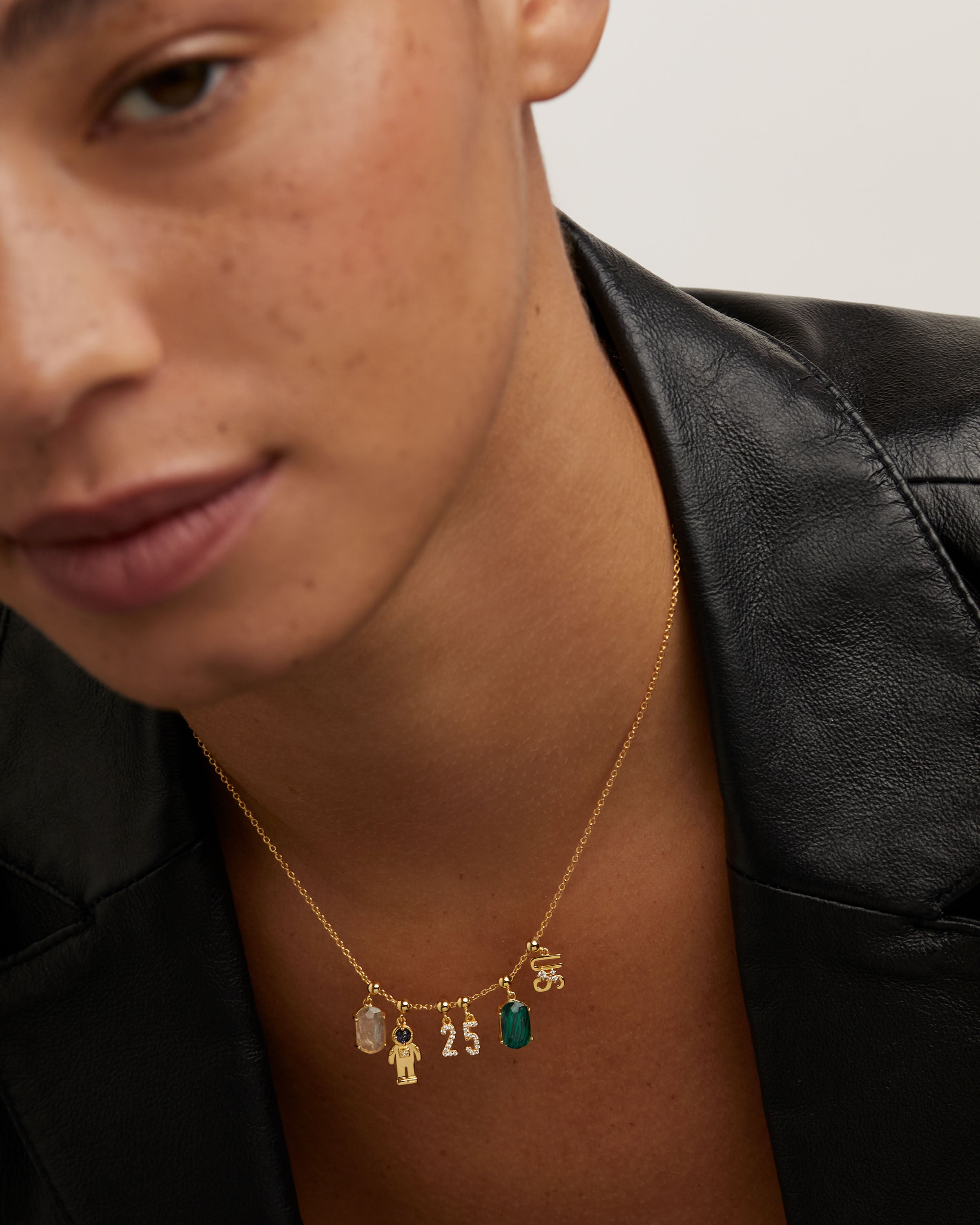 Pandantiv Charm din Argint placat cu Aur cu Zirconiu - 2