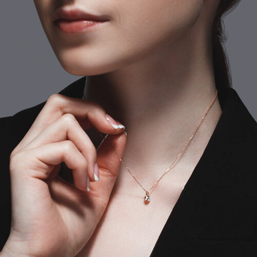 Colier din Aur Roz 14K cu Diamant - 3