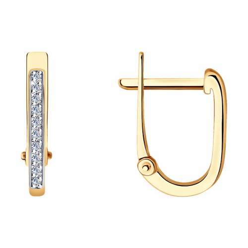 Cercei din Aur Galben 14K cu Diamante si Perle - 2