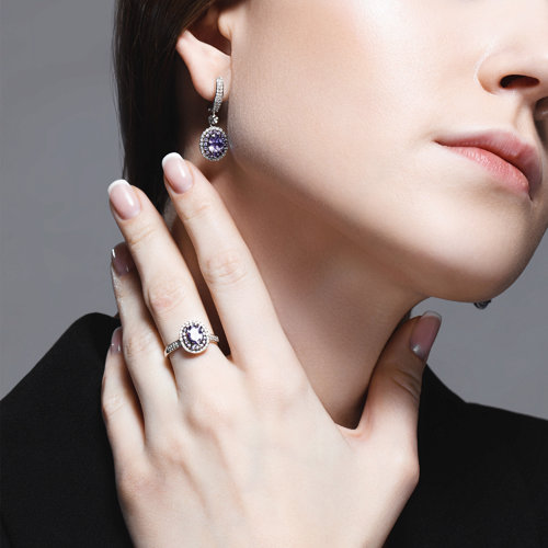 Inel din Aur Alb 14K cu Tanzanit si Diamante - 4