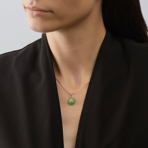 Pandantiv din Aur Roz 14k cu Zirconiu si Crizopraza - 3