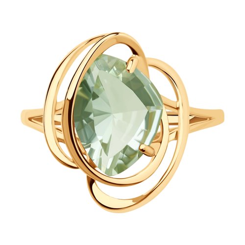 Inel din Aur Roz 14K cu Ametist Verde - 2