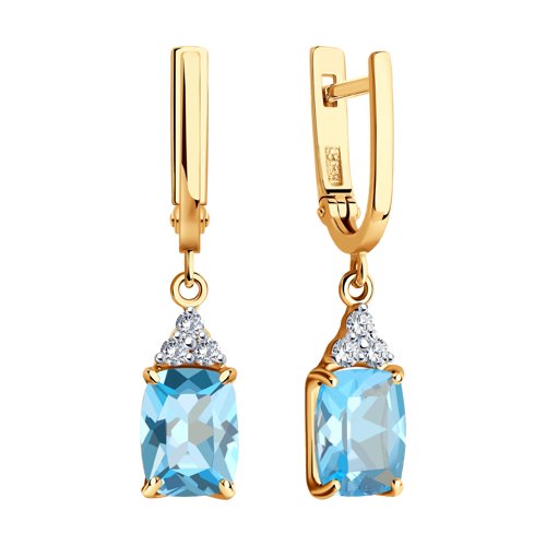 Cercei din Aur Roz 14k cu Topaz si Zirconiu - 2