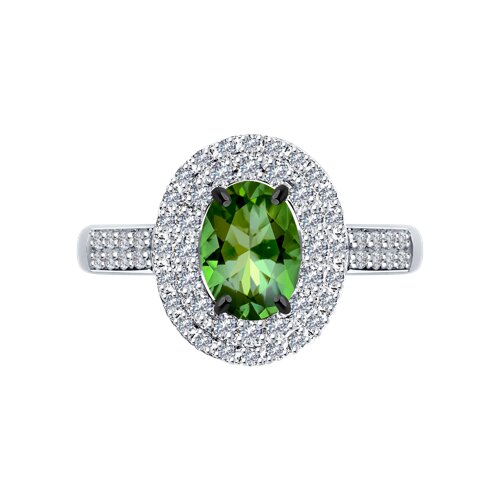 Inel din Aur Alb 14K cu Diamante si Turmalina - 3