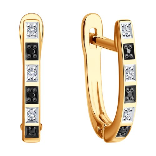 Cercei din Aur Roz 14K cu Diamante  - 2