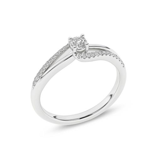 Inel de logodna din Aur Alb 14K cu Diamante 0.25Ct - 4