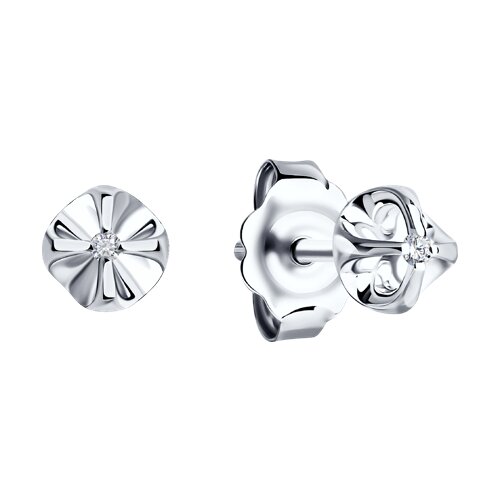 Cercei din Aur Alb 14K cu Diamante  - 5