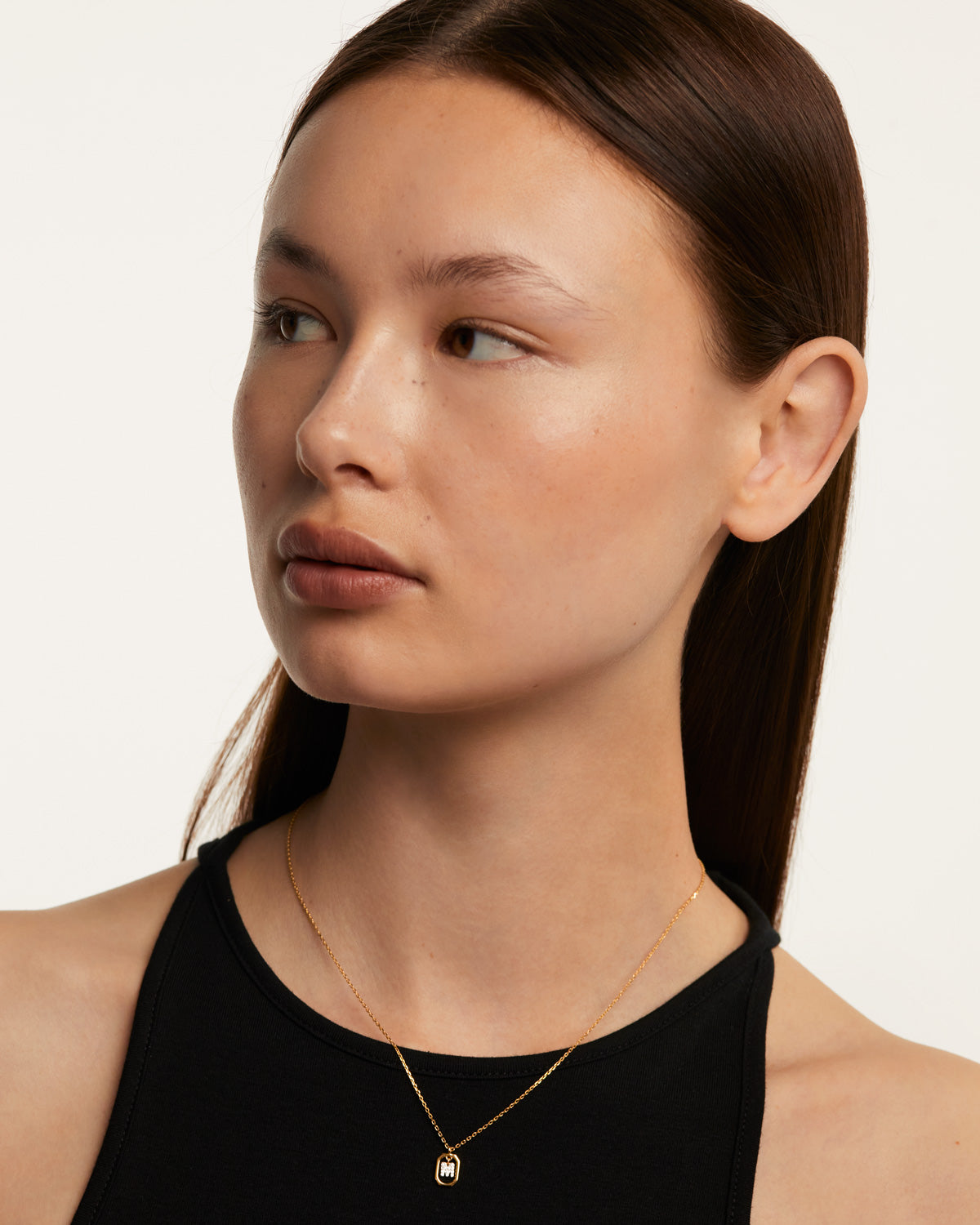 Colier din Argint placat cu Aur cu Zirconiu Litera M - 7