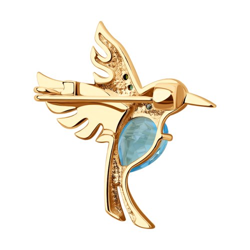 Brosa din Aur Roz 14K cu Topaz si Zirconiu ”Colibri” - 2