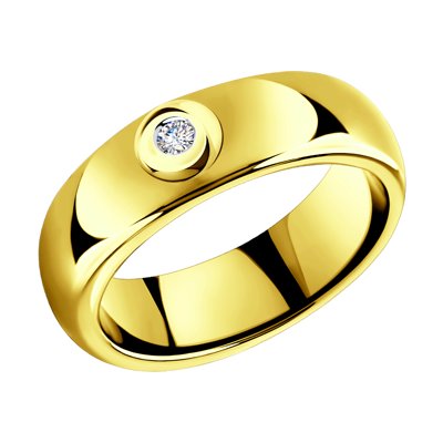 Inel din Ceramica Aurie cu Aur 14K si Diamant - 1