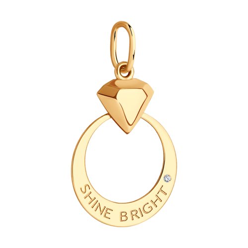 Pandantiv din Aur Roz 14k cu Zirconiu - 2