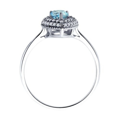 Inel din Aur Alb 14K cu Diamante si Aquamarin - 5