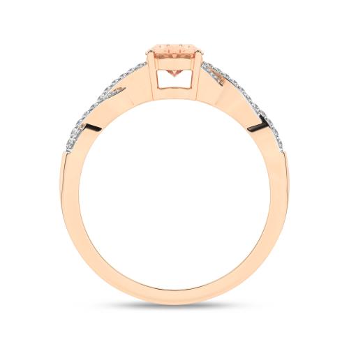 Inel din Aur Roz 14K cu Morganit 0.58Ct si Diamante 0.10Ct - 2