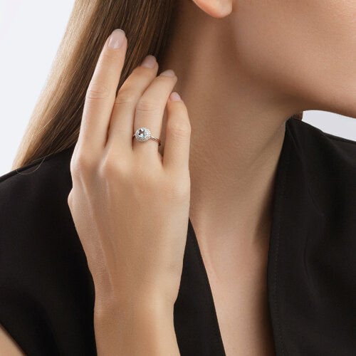 Inel din Aur Alb 14K cu Diamante si Aquamarin - 3