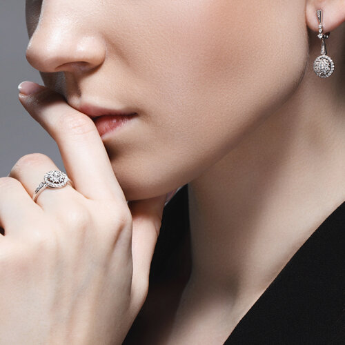 Inel din Aur Alb 14K cu Diamante - 6