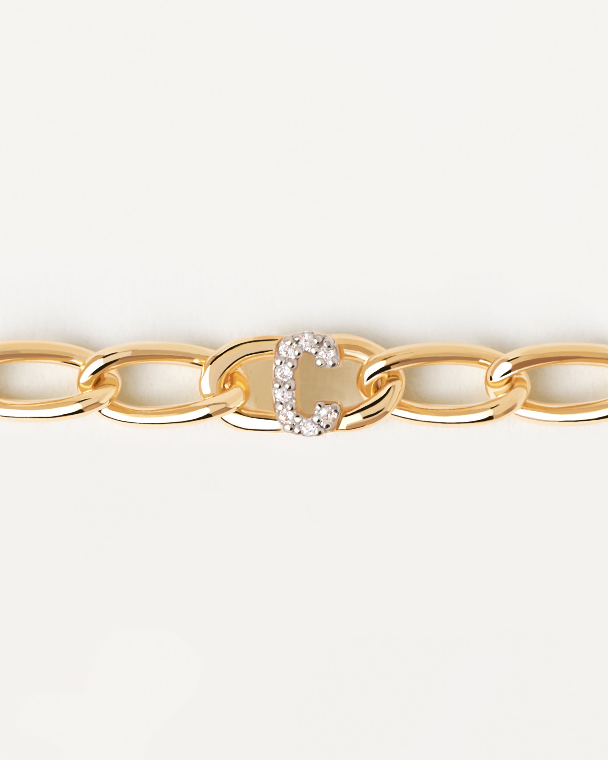 Bratara din Argint placat cu Aur litera C - 4