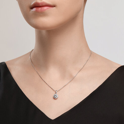 Pandantiv din Aur Alb 14K cu Diamante si Aquamarin - 2