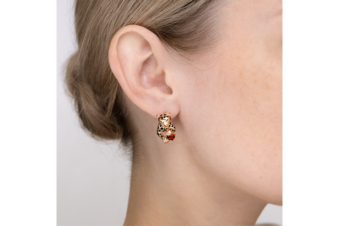 Cercei Aur Roz 14K cu Granat - 2