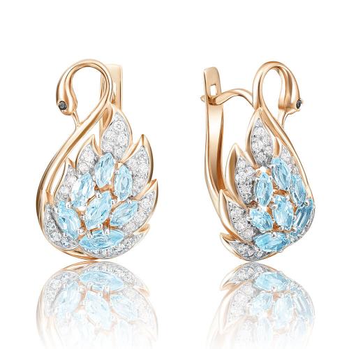 Cercei Aur Roz 14K cu Topaz,Zirconiu - 1