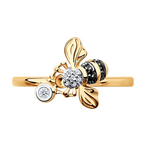 Inel din Aur Roz 14K cu Diamante Albina - 2