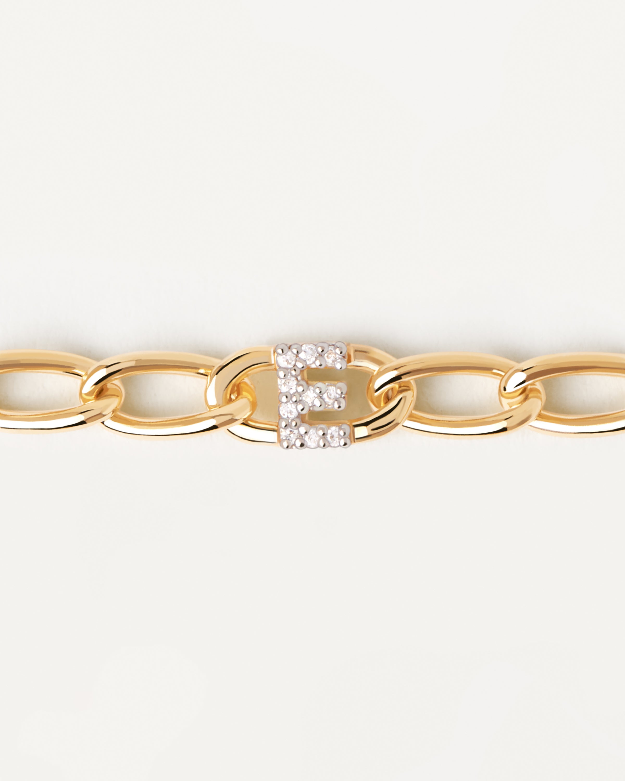 Bratara din Argint placat cu Aur litera E - 4