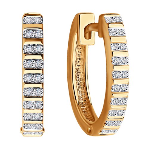 Cercei din Aur Roz 14K cu Diamante - 2