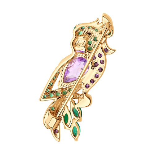 Brosa din Aur Roz 14K cu Agat, Ametist si Zirconiu - 2