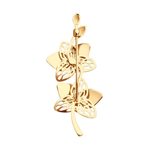 Brosa din Aur Roz 14k cu Zirconiu - 2