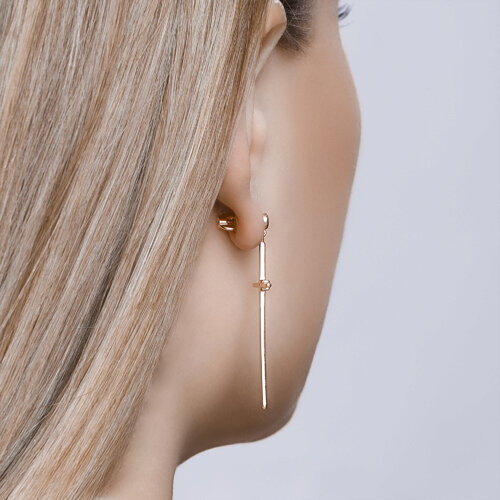 Cercei din Argint placat cu Aur cu Zirconiu  - 3