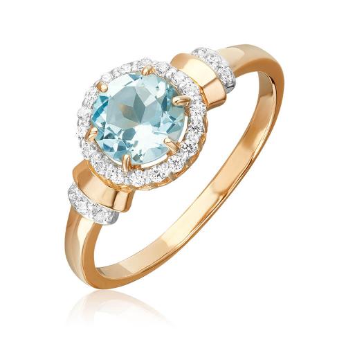 Inel Aur Roz 14K cu Topaz,Zirconiu - 1