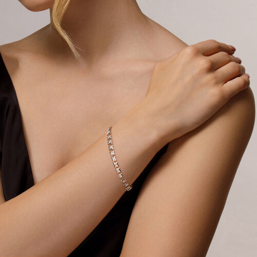 Bratara din Aur Roz 14K cu Diamante - 3