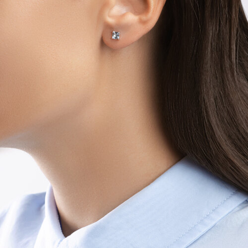 Cercei din Aur Alb 14K cu Topaz - 2