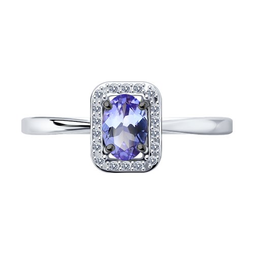 Inel din Aur Alb 14K cu Diamante si Tanzanit - 2