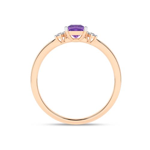 Inel din Aur Roz 14K cu Ametist 0.35Ct si Diamante 0.051Ct - 2