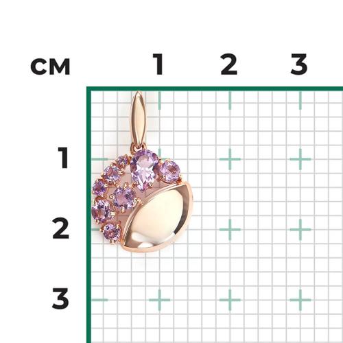 Pandantiv Aur Roz 14K cu Ametist - 2