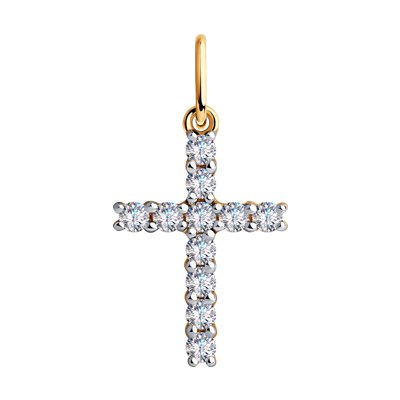 Pandantiv Cruce din Aur Roz 14k cu Zirconiu - 1