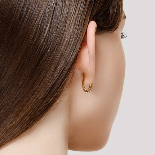 Cercei din Aur Roz 14K cu Opal - 3