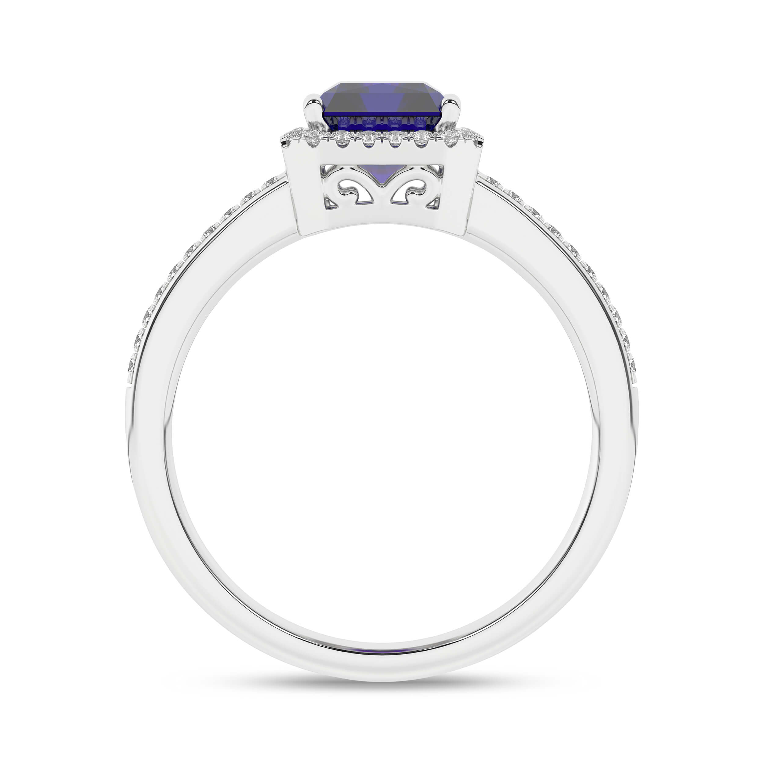 Inel din Aur Alb 14K cu Tanzanit 1.65Ct si Diamante 0.15Ct - 4