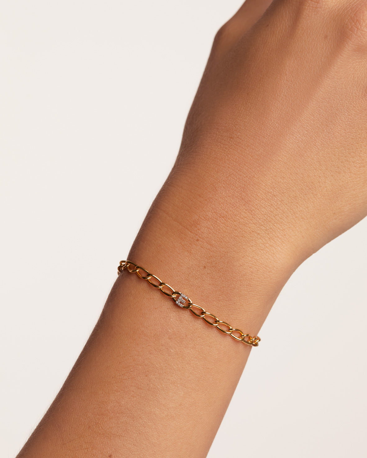 Bratara din Argint placat cu Aur litera E - 6