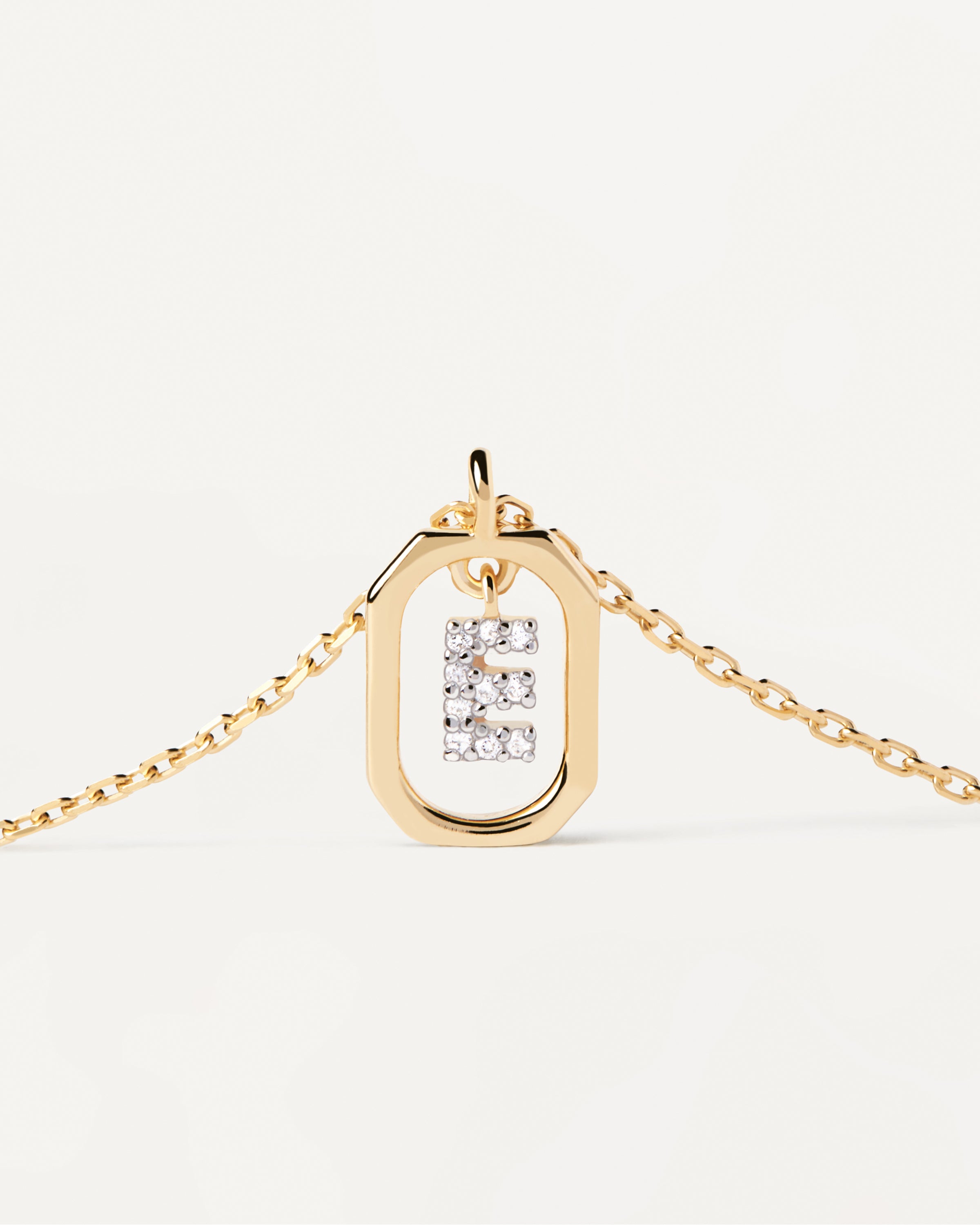 Colier din Argint placat cu Aur cu Zirconiu Litera E - 4