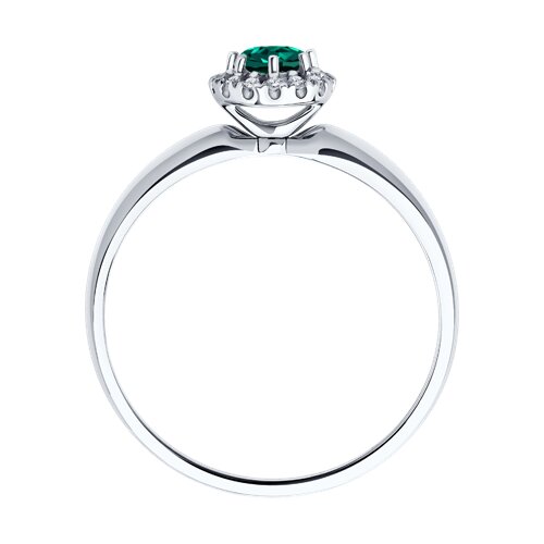 Inel din Aur Alb 14K cu Diamante si Smarald - 3