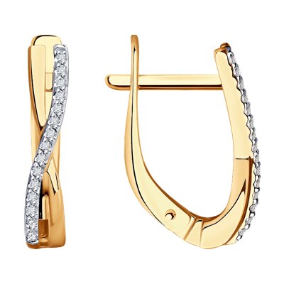 Cercei din Aur Roz 14K cu Diamante  - 1