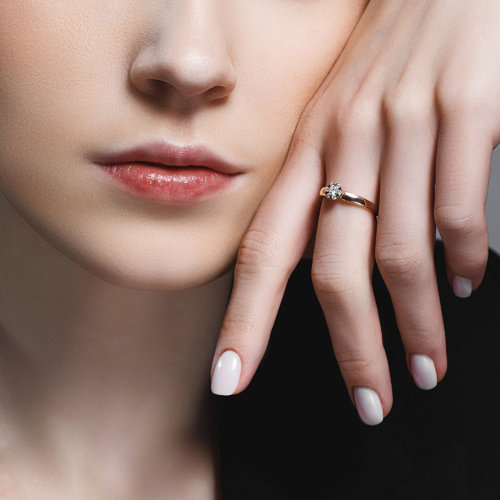 Inel din Aur Roz 14K cu Diamante - 3