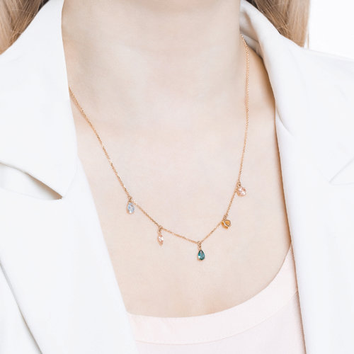 Colier din Aur Roz 14K cu Topaz, Citrin, Curat si Sital  - 2