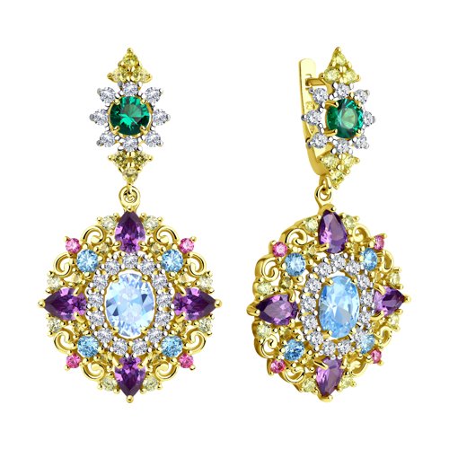 Cercei din Argint placat cu Aur cu Zirconiu - 2