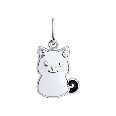 Pandantiv din Argint cu Email Pisica - 1