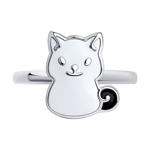 Inel din Argint cu Email Pisica - 2