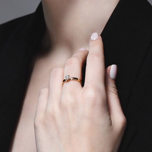 Inel din Aur Roz 14K cu Diamant - 5