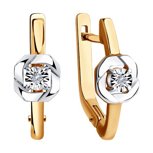 Cercei din Aur Roz 14K cu Diamante  - 2